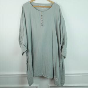 One Size Cotton Gauze Tunic Boho Shabby Chic Lagenlook Artsy Lagom Gray Medieval